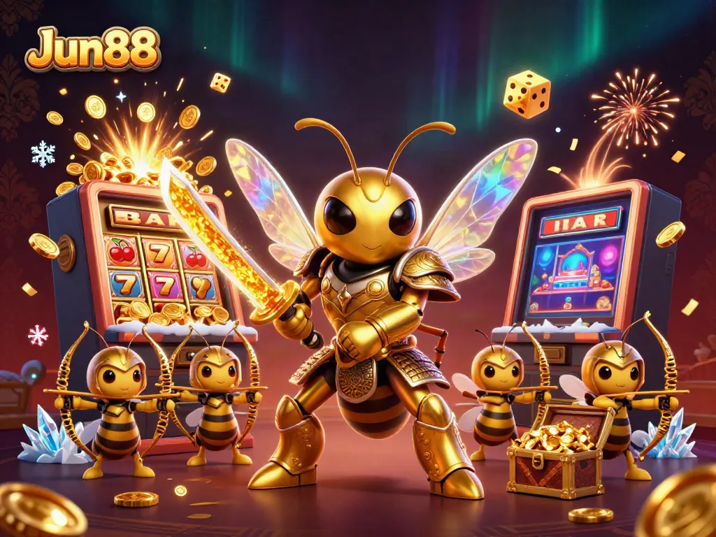 Experience thrilling gameplay at Jun88 with an exciting slot machine jackpot scene.