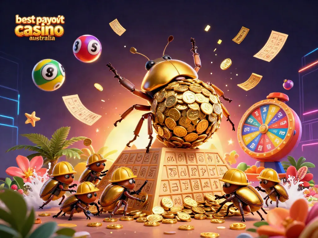 Experience the excitement at the best payout casino Australia with golden coins, vibrant games, and festive atmosphere.
